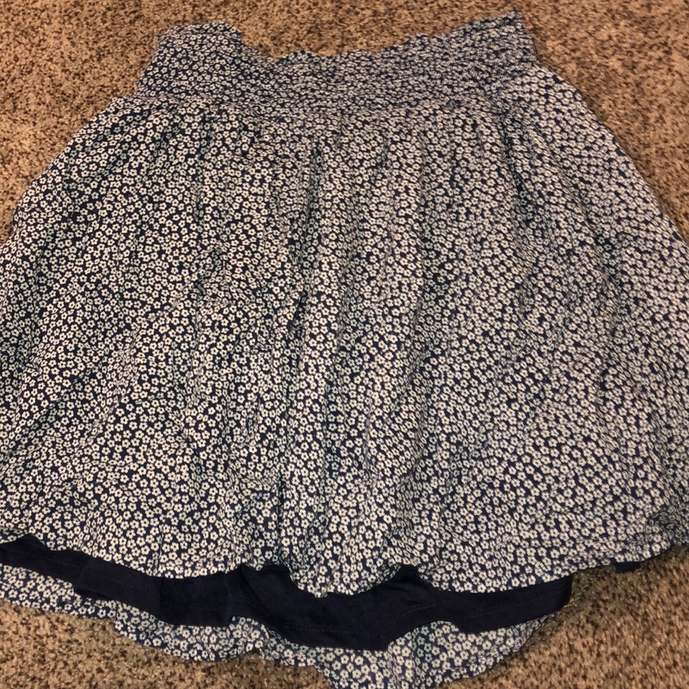Navy blue & white floral skirt
